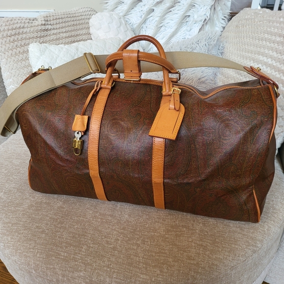 ETRO Milano Paisley Coated Canvas Travel Bag 60.. Authentic !!! - Picture 1 of 12